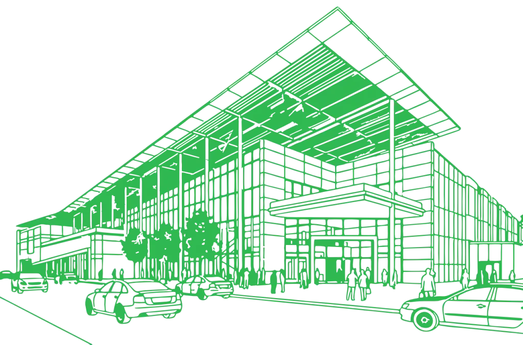 Commercial building line drawing - commercial pest control